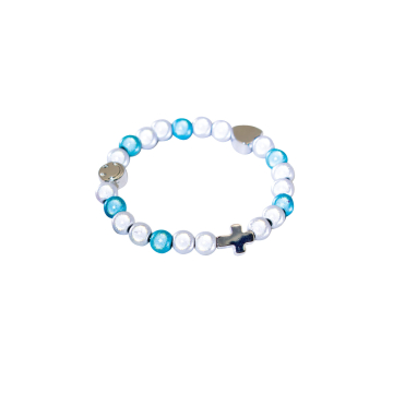 Kinder-Perlenarmband "Kreuz" - schimmernd